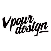 v pour design logo, v pour design contact details