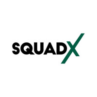 SquadX logo, SquadX contact details