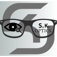 S.K. Optics logo, S.K. Optics contact details