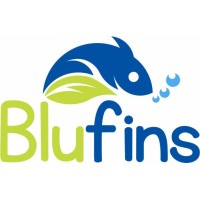 BluFins logo, BluFins contact details