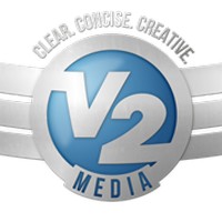 V2 Media Co. logo, V2 Media Co. contact details