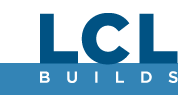 LCL Builds logo, LCL Builds contact details