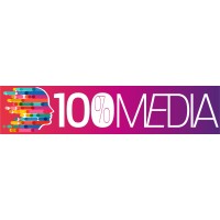 100% Media logo, 100% Media contact details