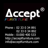 Accept furniture. logo, Accept furniture. contact details