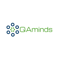 QAminds logo, QAminds contact details