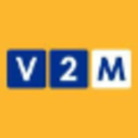 V2M logo, V2M contact details