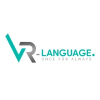 VR-Language logo, VR-Language contact details