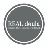 REAL Doula logo, REAL Doula contact details