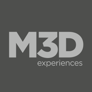 M3D experiences logo, M3D experiences contact details