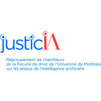 JusticIA logo, JusticIA contact details