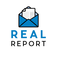 The Real Report logo, The Real Report contact details