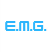 E.M.G. logo, E.M.G. contact details