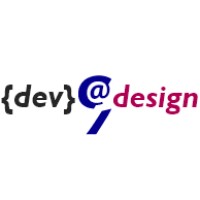 {dev}@design logo, {dev}@design contact details