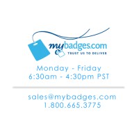 MyBadges.com logo, MyBadges.com contact details