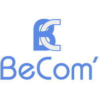 BeCom' logo, BeCom' contact details