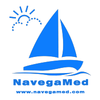 NavegaMed logo, NavegaMed contact details