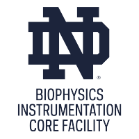 ND Biophysics Instrumentation Core Facility logo, ND Biophysics Instrumentation Core Facility contact details