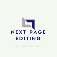 Next Page Editing logo, Next Page Editing contact details