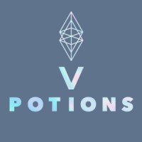 V Potions logo, V Potions contact details