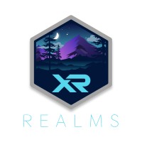 XR REALMS logo, XR REALMS contact details